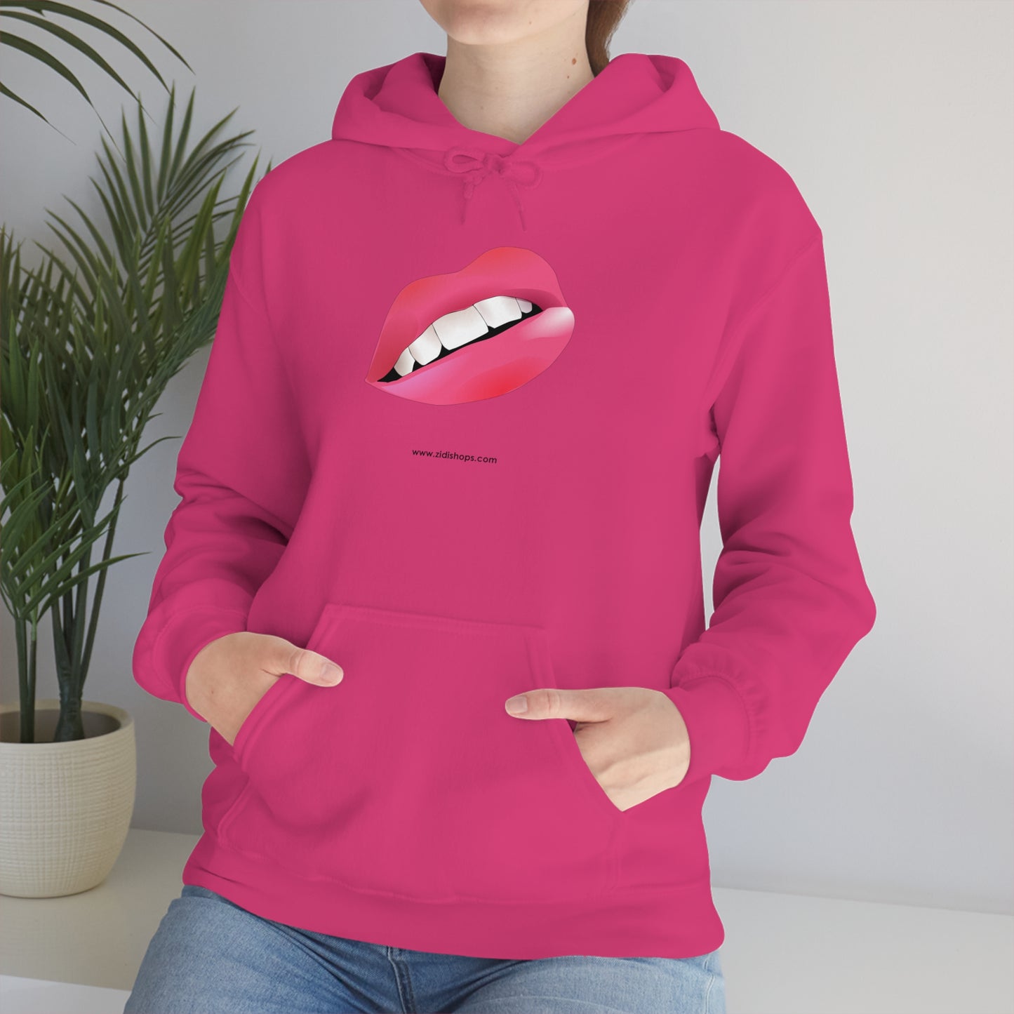 LIPS, Unisex Heavy Blend™ Hooded Sweatshirt, thick blend of cotton and polyester, soft feel alongside warmth.