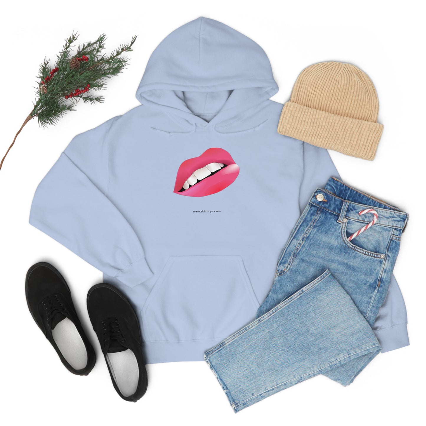 LIPS, Unisex Heavy Blend™ Hooded Sweatshirt, thick blend of cotton and polyester, soft feel alongside warmth.