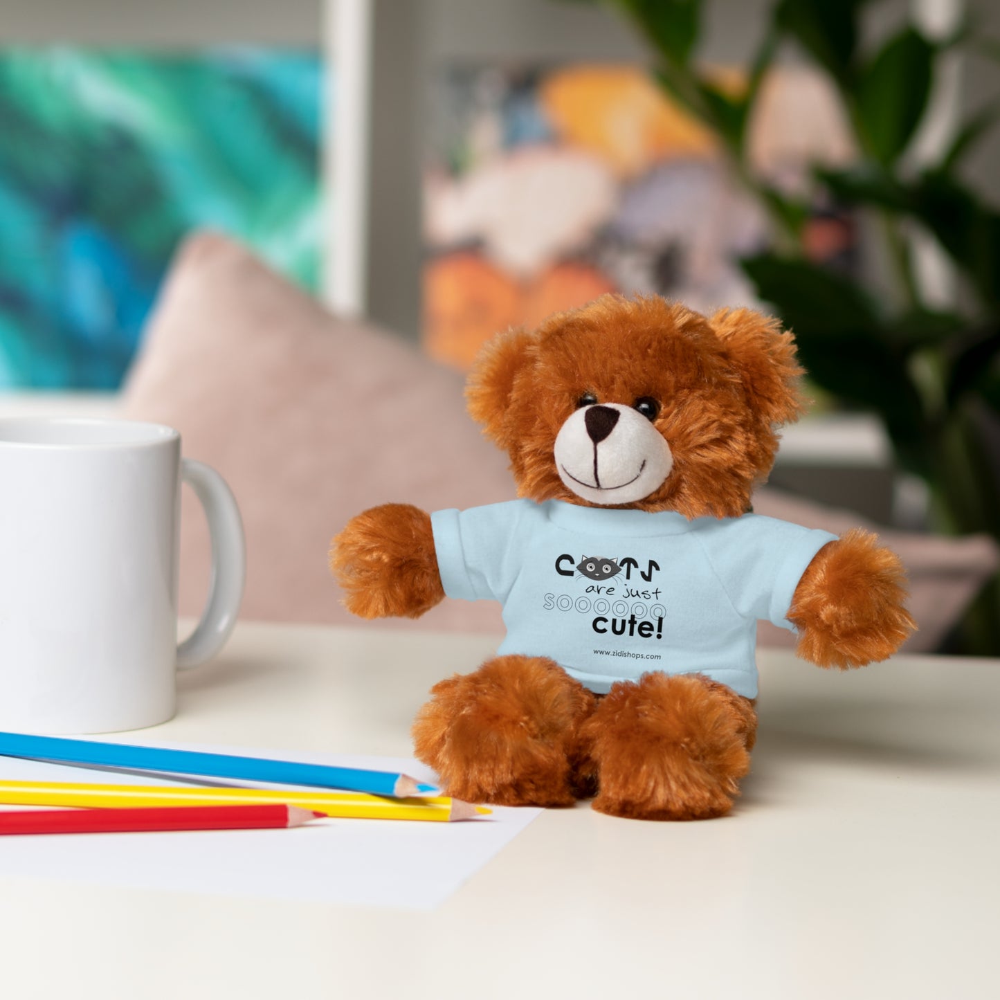 Stuffed Animals with Tee, Cats are just so cute, Available animals: Panda, Lion, Bear, Bunny, Jaguar, and Sheep