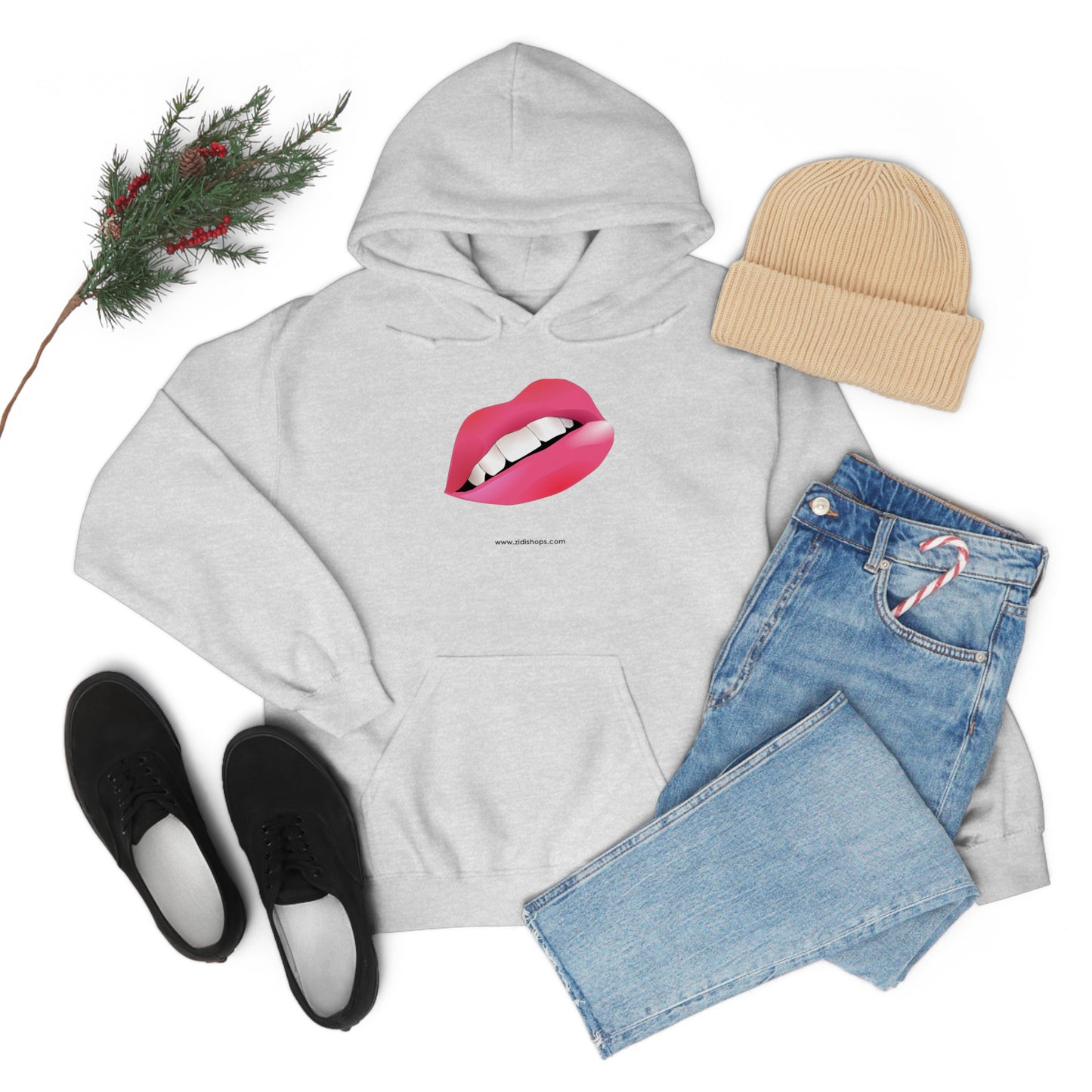 LIPS, Unisex Heavy Blend™ Hooded Sweatshirt, thick blend of cotton and polyester, soft feel alongside warmth.