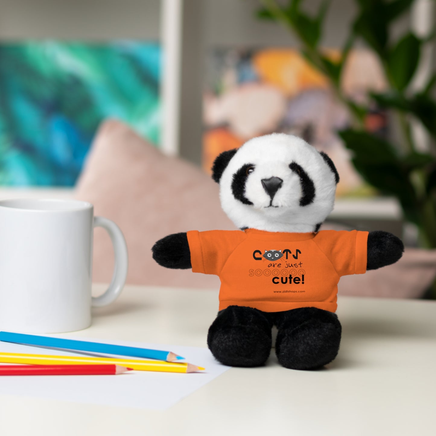 Stuffed Animals with Tee, Cats are just so cute, Available animals: Panda, Lion, Bear, Bunny, Jaguar, and Sheep