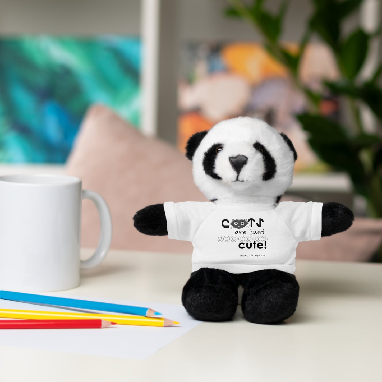 Stuffed Animals with Tee, Cats are just so cute, Available animals: Panda, Lion, Bear, Bunny, Jaguar, and Sheep