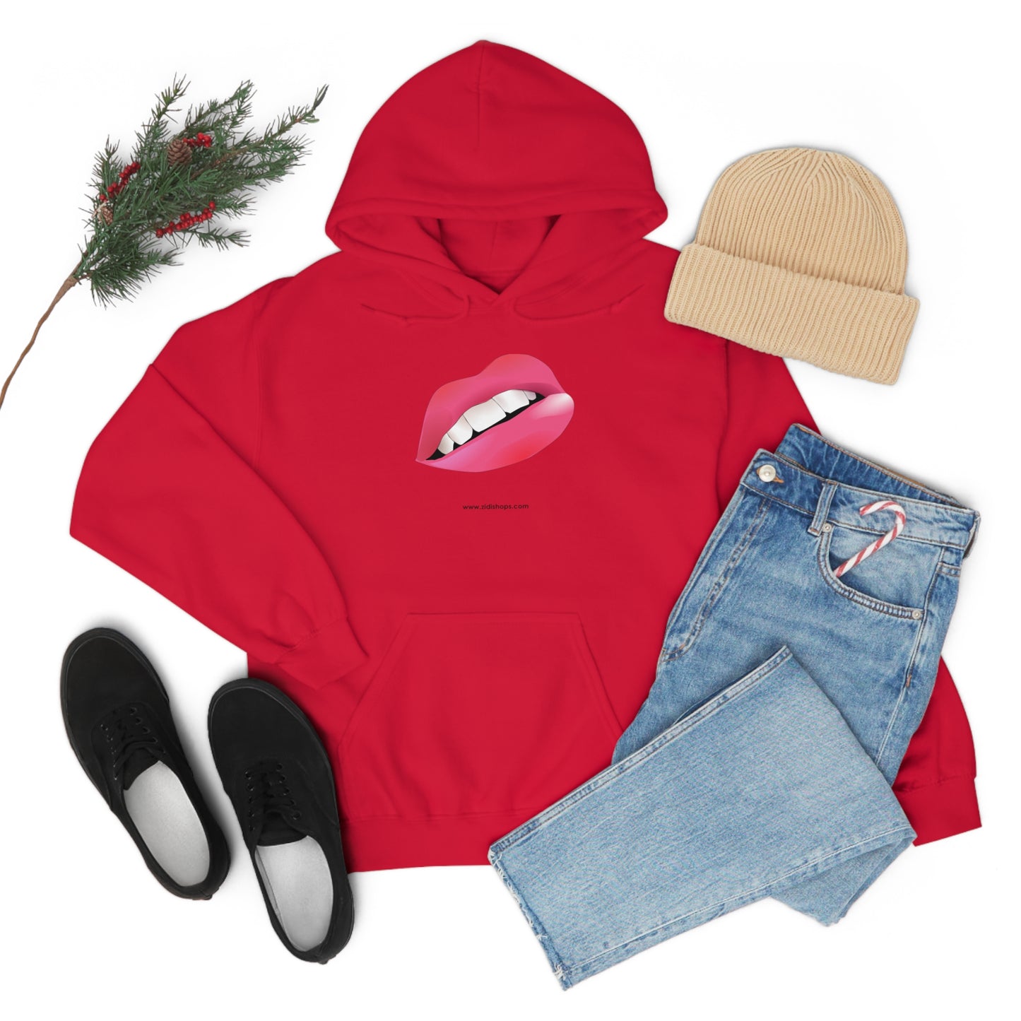 LIPS, Unisex Heavy Blend™ Hooded Sweatshirt, thick blend of cotton and polyester, soft feel alongside warmth.