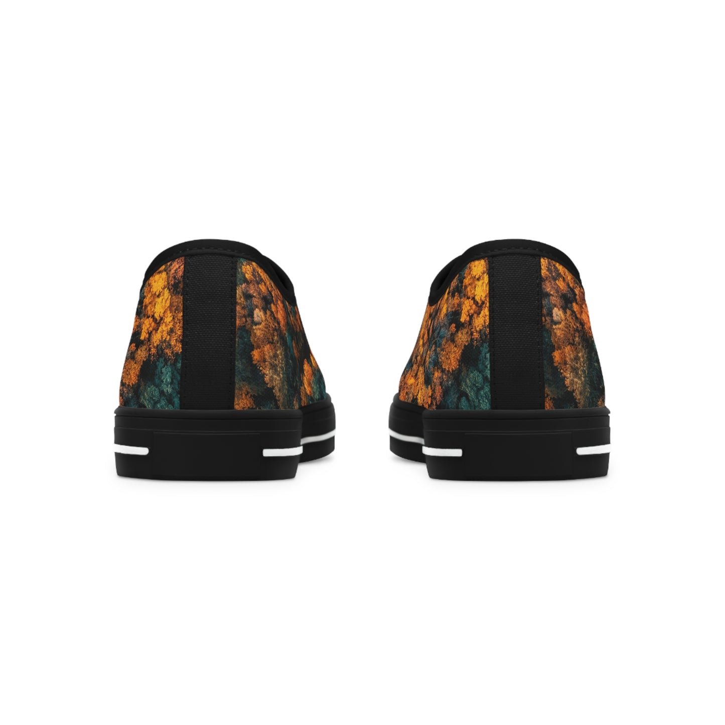 Women's Low Top Sneakers, forest design, EVA shock-absorbing layer, Full wraparound print, Black or white decoration