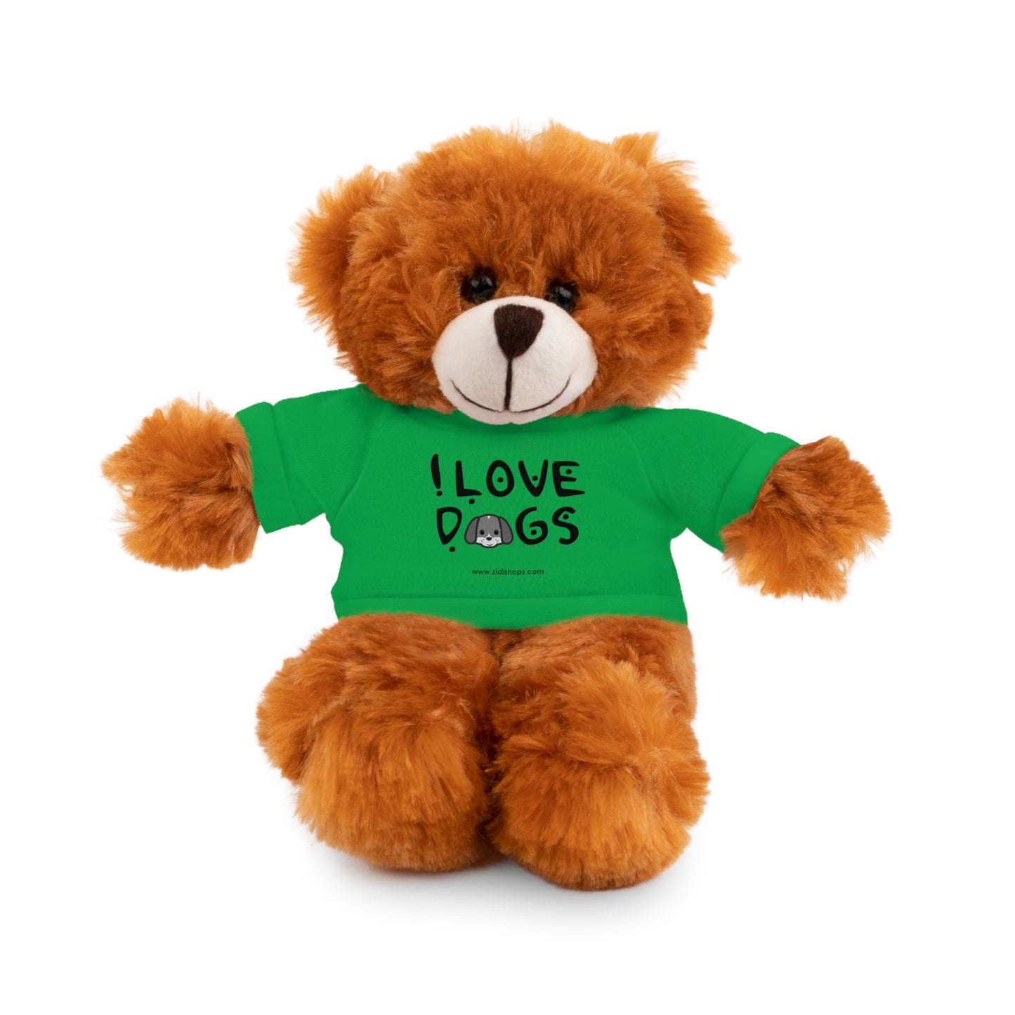 Stuffed Animals with Tee, I love Dogs, Available animals: Panda, Lion, Bear, Bunny, Jaguar, and Sheep