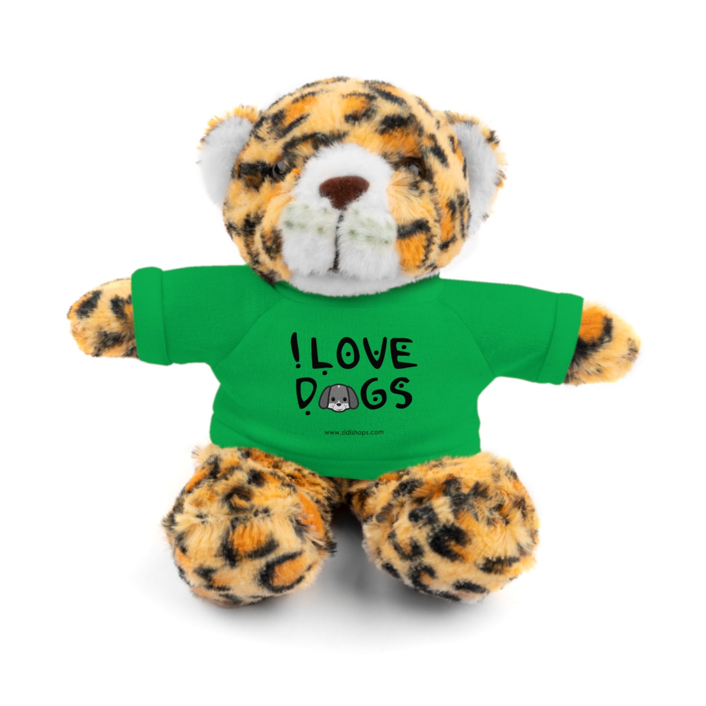Stuffed Animals with Tee, I love Dogs, Available animals: Panda, Lion, Bear, Bunny, Jaguar, and Sheep