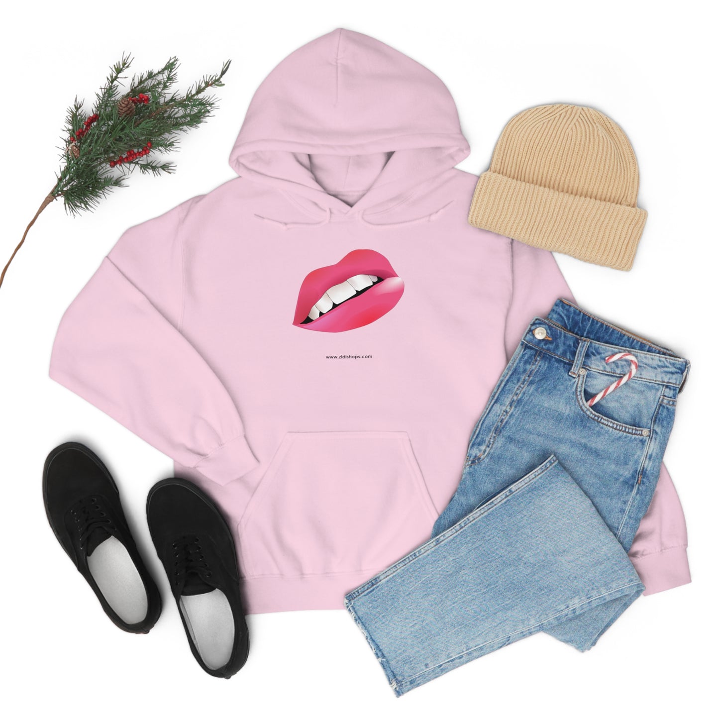 LIPS, Unisex Heavy Blend™ Hooded Sweatshirt, thick blend of cotton and polyester, soft feel alongside warmth.