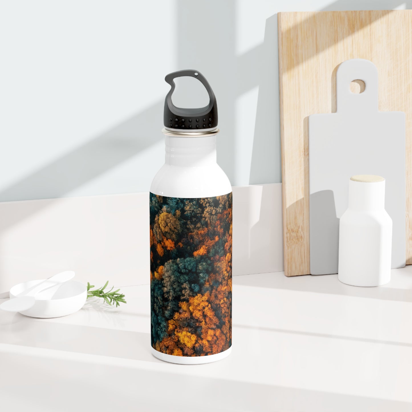 Stainless Steel Water Bottle, Forest bird's view, Stainless Steel Water Bottle, Made with 18/8 food-grade stainless steel, wide neck for effortless sipping
