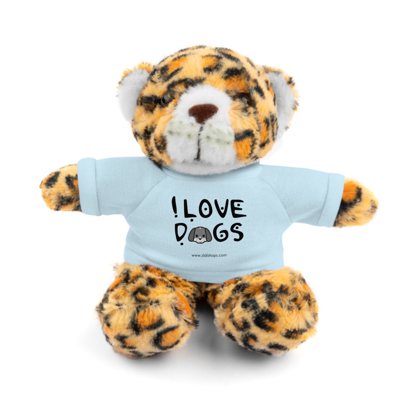 Stuffed Animals with Tee, I love Dogs, Available animals: Panda, Lion, Bear, Bunny, Jaguar, and Sheep
