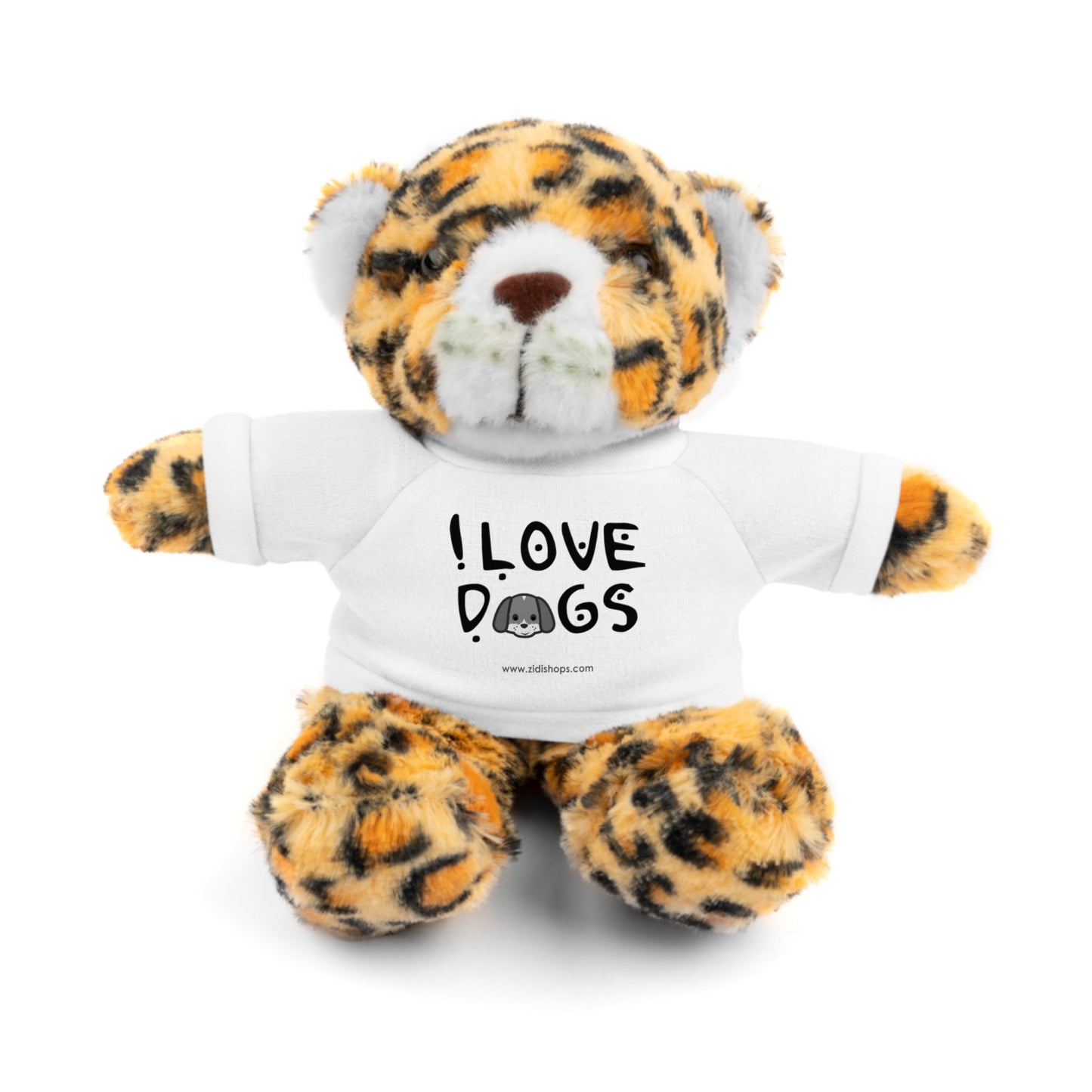 Stuffed Animals with Tee, I love Dogs, Available animals: Panda, Lion, Bear, Bunny, Jaguar, and Sheep