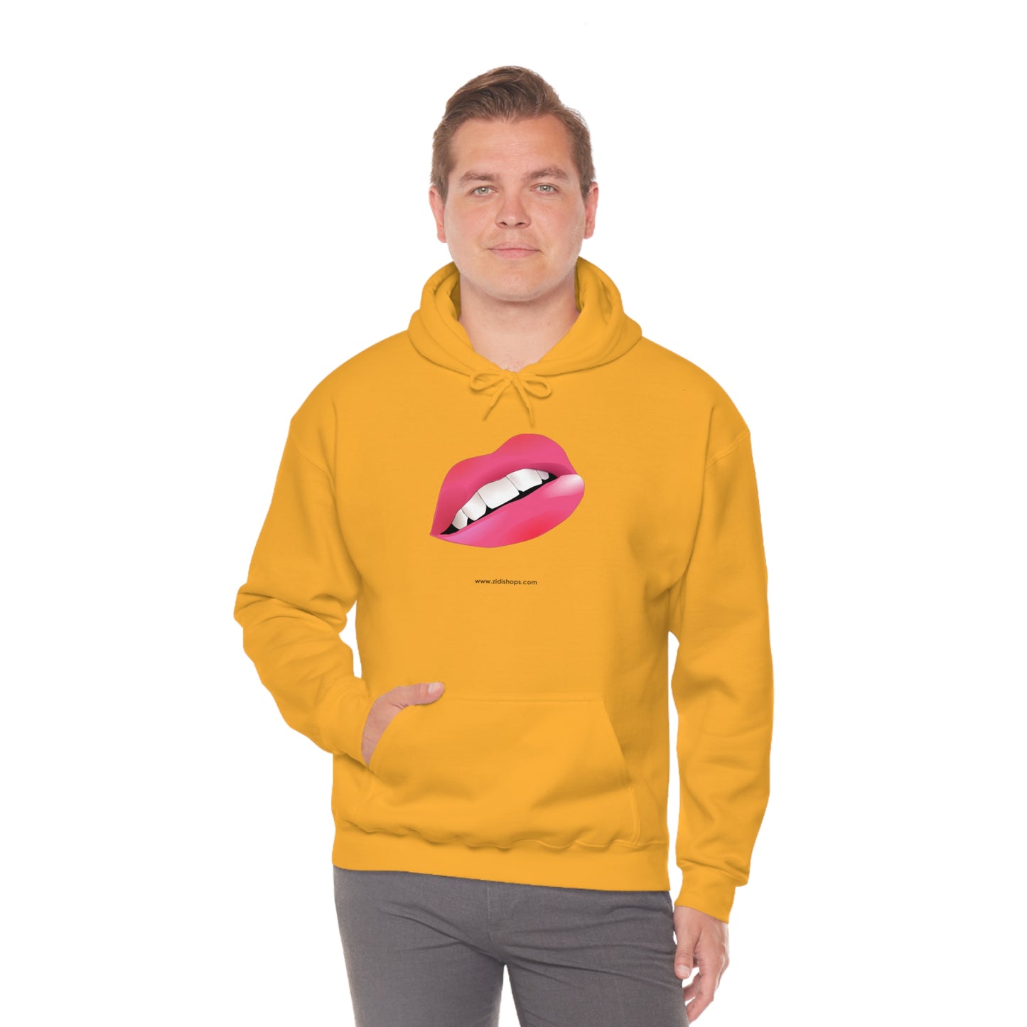 LIPS, Unisex Heavy Blend™ Hooded Sweatshirt, thick blend of cotton and polyester, soft feel alongside warmth.