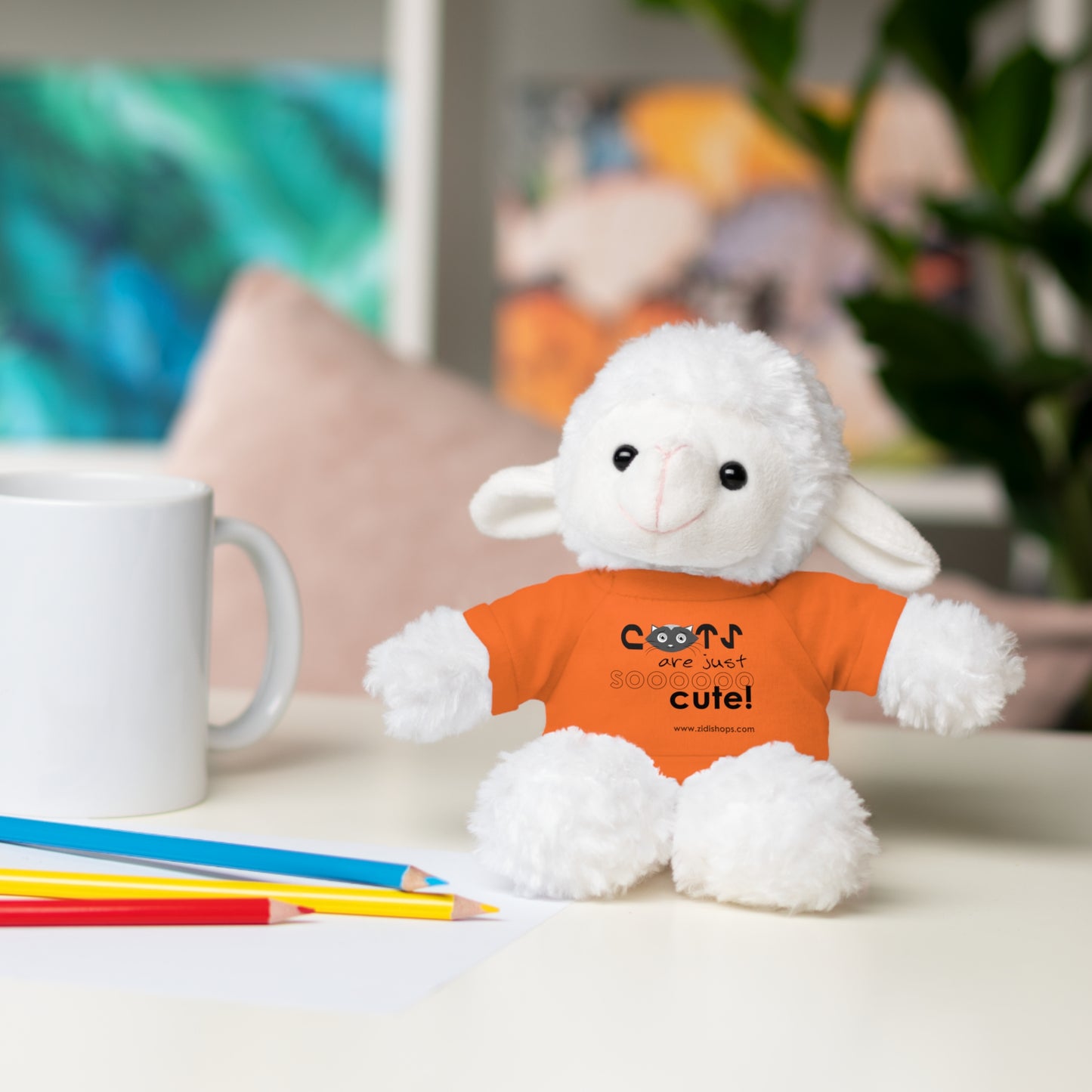Stuffed Animals with Tee, Cats are just so cute, Available animals: Panda, Lion, Bear, Bunny, Jaguar, and Sheep