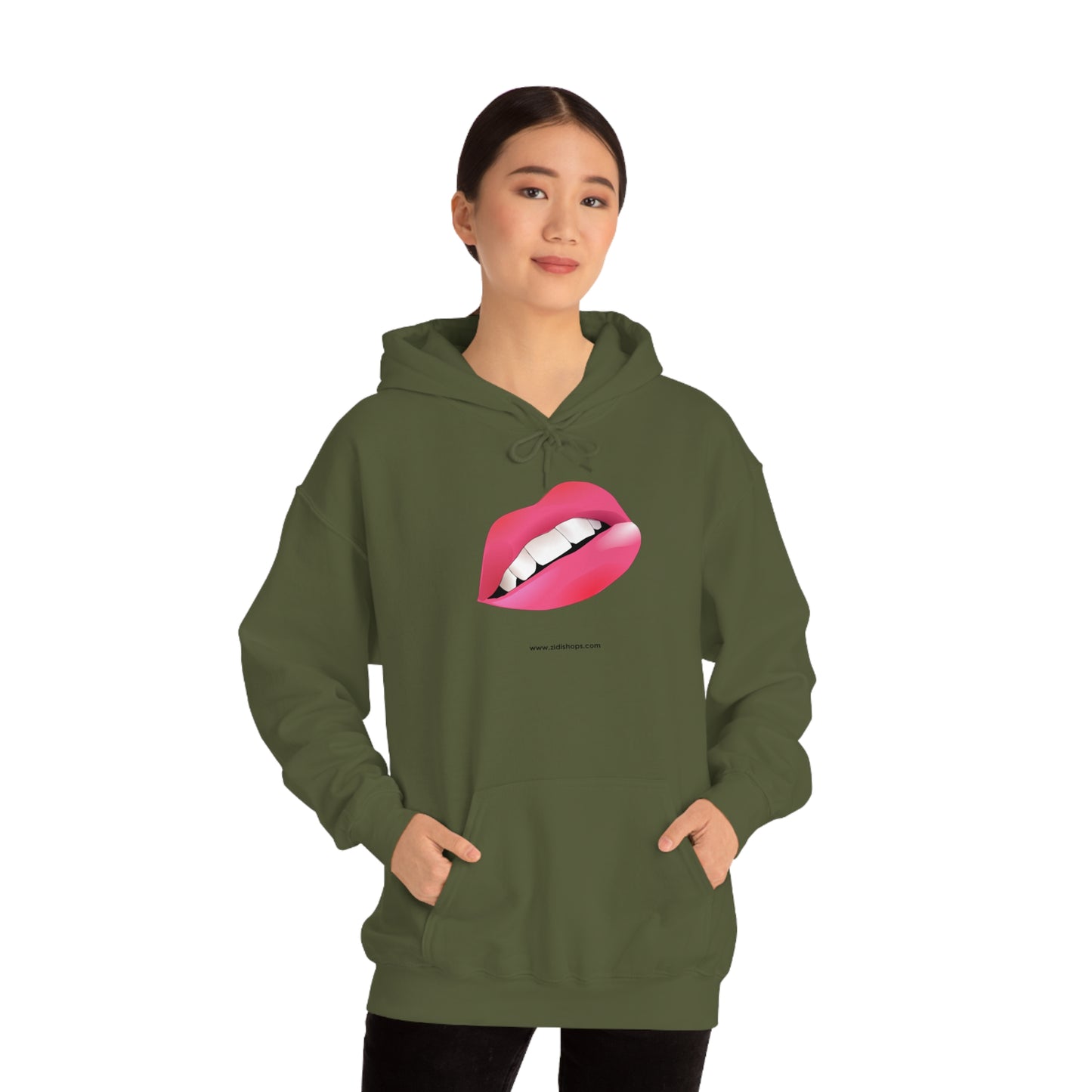 LIPS, Unisex Heavy Blend™ Hooded Sweatshirt, thick blend of cotton and polyester, soft feel alongside warmth.