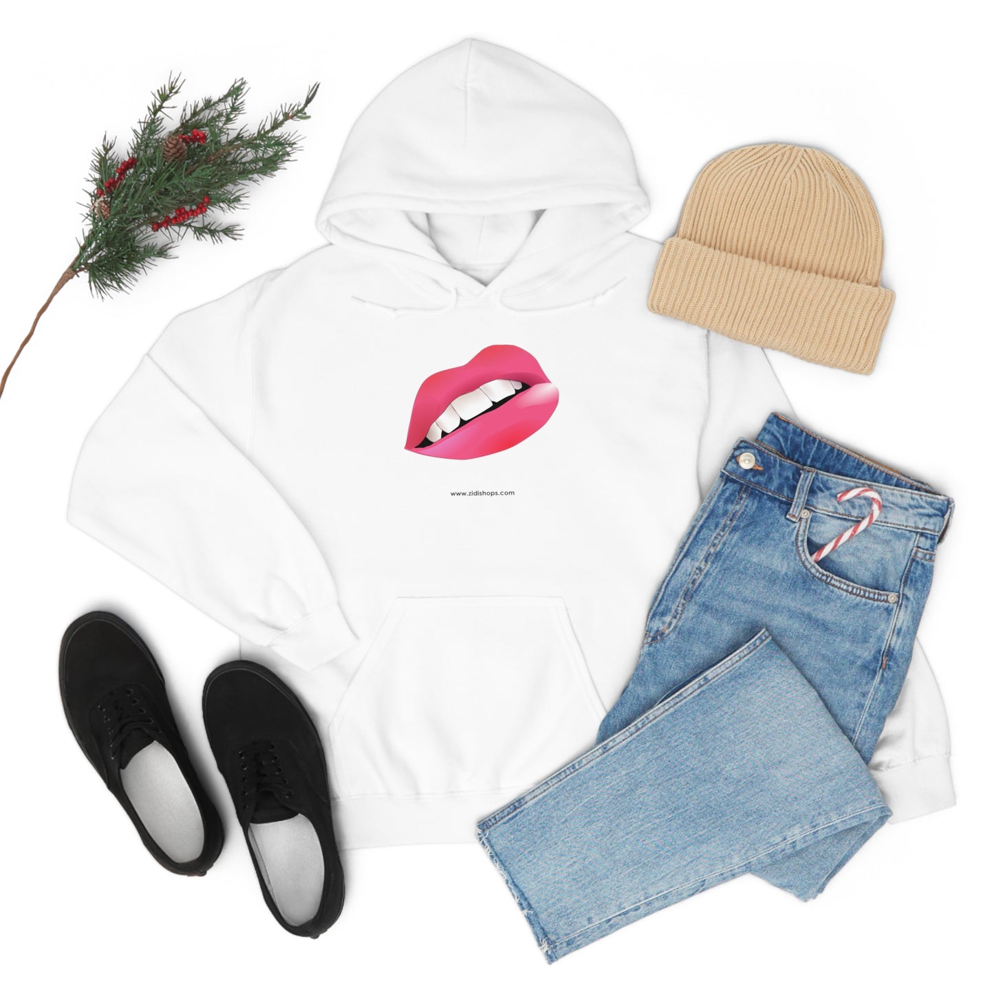 LIPS, Unisex Heavy Blend™ Hooded Sweatshirt, thick blend of cotton and polyester, soft feel alongside warmth.