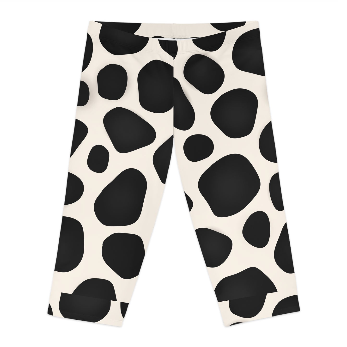 Black, White patterns, Women's Capri Leggings (AOP)