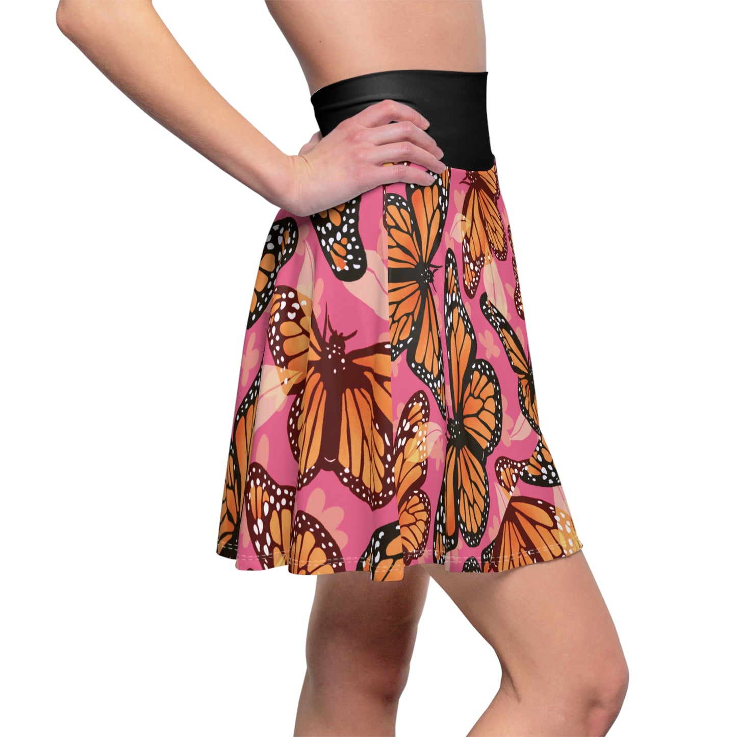 Women's Skater Skirt, butterfly pattern, versatile fit AOP skater skirt with a cozy, soft touch and a casual look,