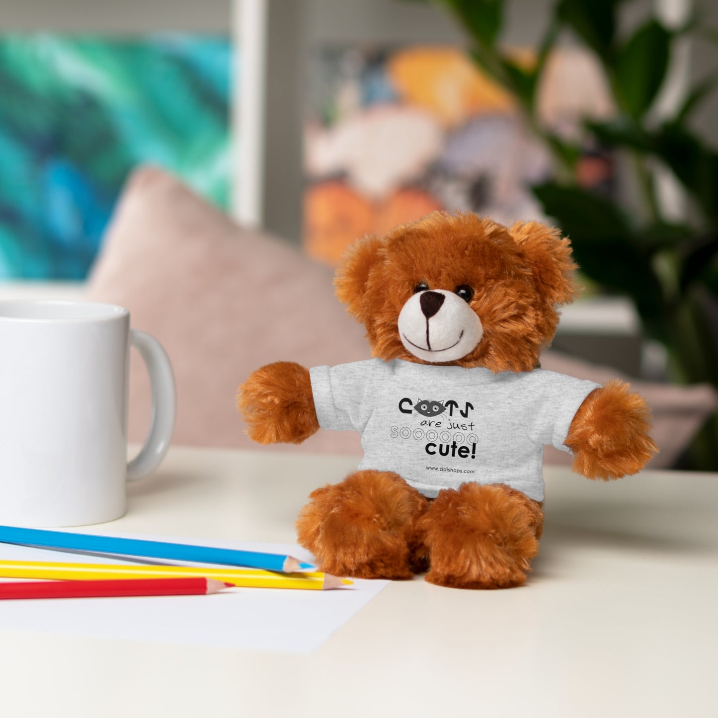 Stuffed Animals with Tee, Cats are just so cute, Available animals: Panda, Lion, Bear, Bunny, Jaguar, and Sheep