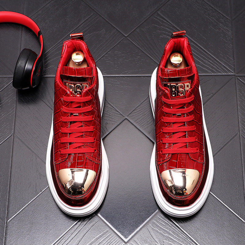 High-Top Shoes Fashion All-Match Trendy Men's Casual Short Boots, pigskin leather