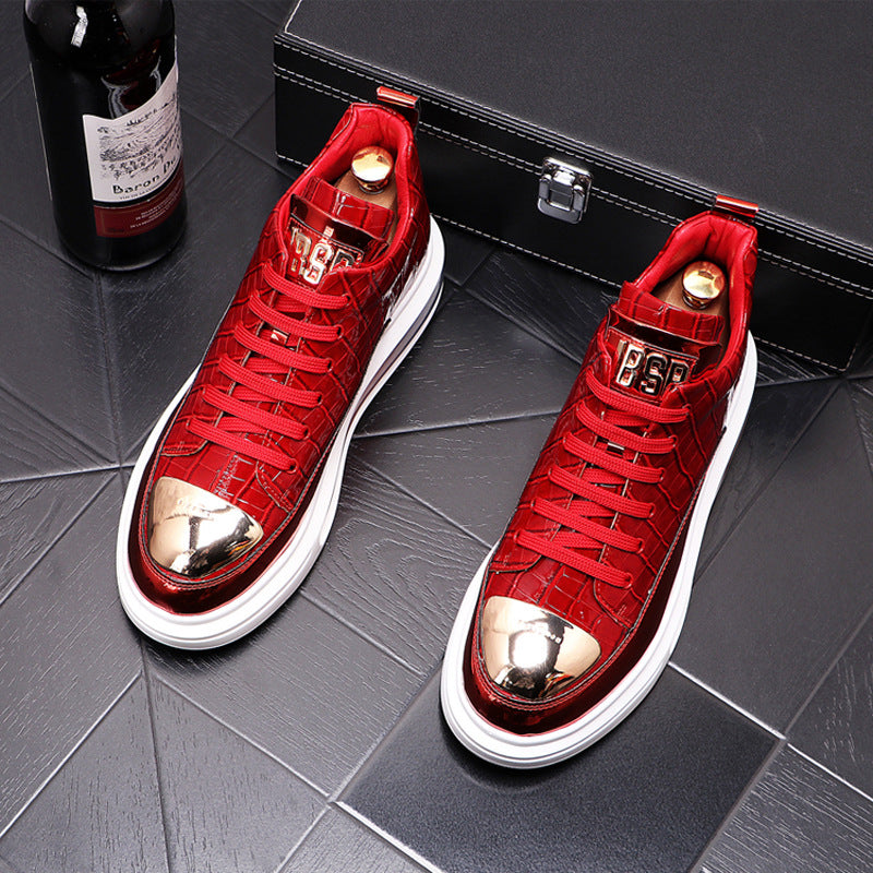 High-Top Shoes Fashion All-Match Trendy Men's Casual Short Boots, pigskin leather