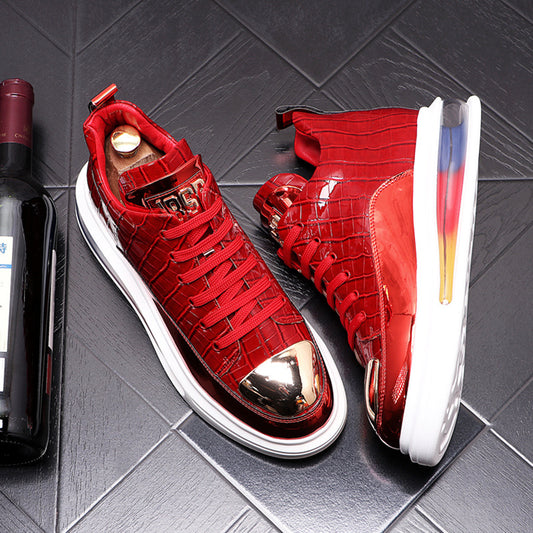 High-Top Shoes Fashion All-Match Trendy Men's Casual Short Boots, pigskin leather