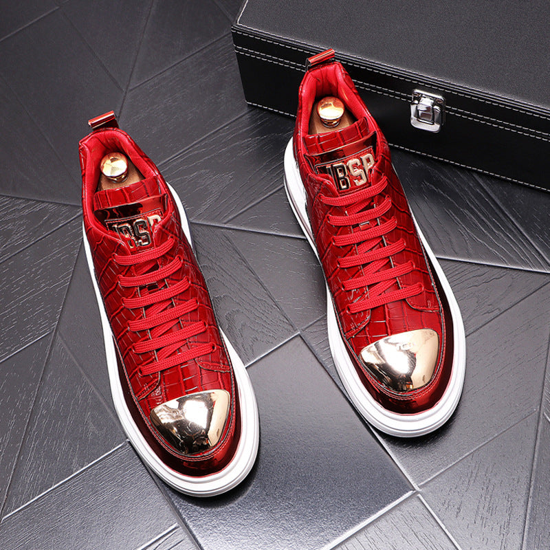 High-Top Shoes Fashion All-Match Trendy Men's Casual Short Boots, pigskin leather