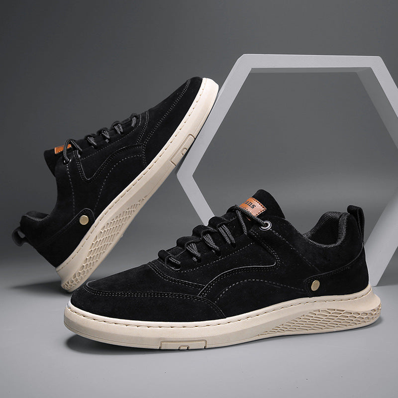 Breathable Casual Leather Shoes All-match Tooling Board Shoes Unisex, black, gray, khaki