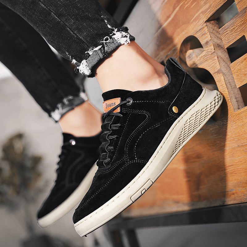 Breathable Casual Leather Shoes All-match Tooling Board Shoes Unisex, black, gray, khaki