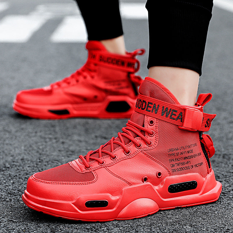 Fashionable high-top canvas sneakers, designed to make a statement, shoes, mesh with leather