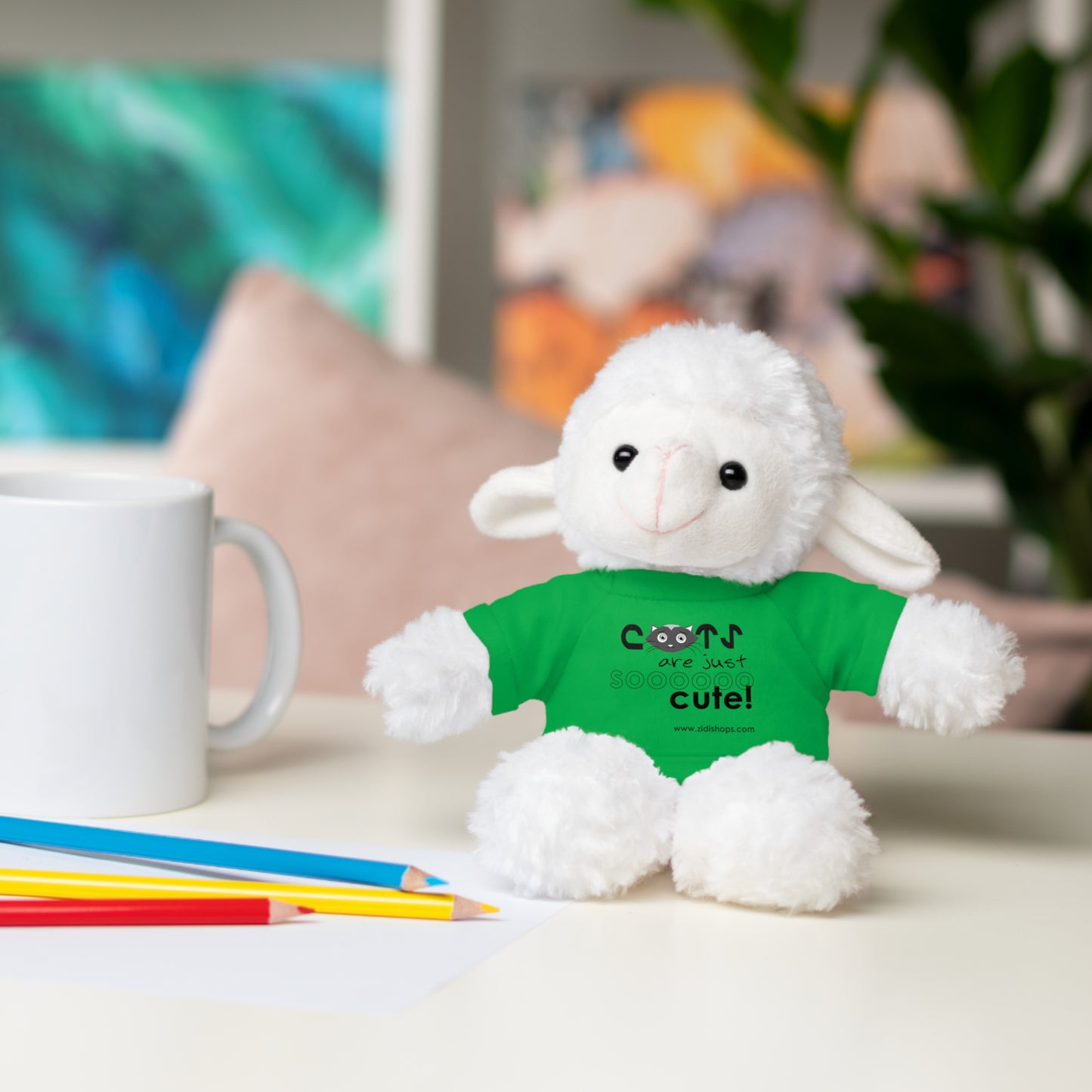 Stuffed Animals with Tee, Cats are just so cute, Available animals: Panda, Lion, Bear, Bunny, Jaguar, and Sheep