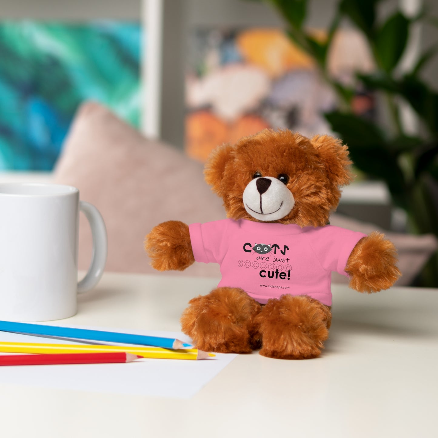Stuffed Animals with Tee, Cats are just so cute, Available animals: Panda, Lion, Bear, Bunny, Jaguar, and Sheep