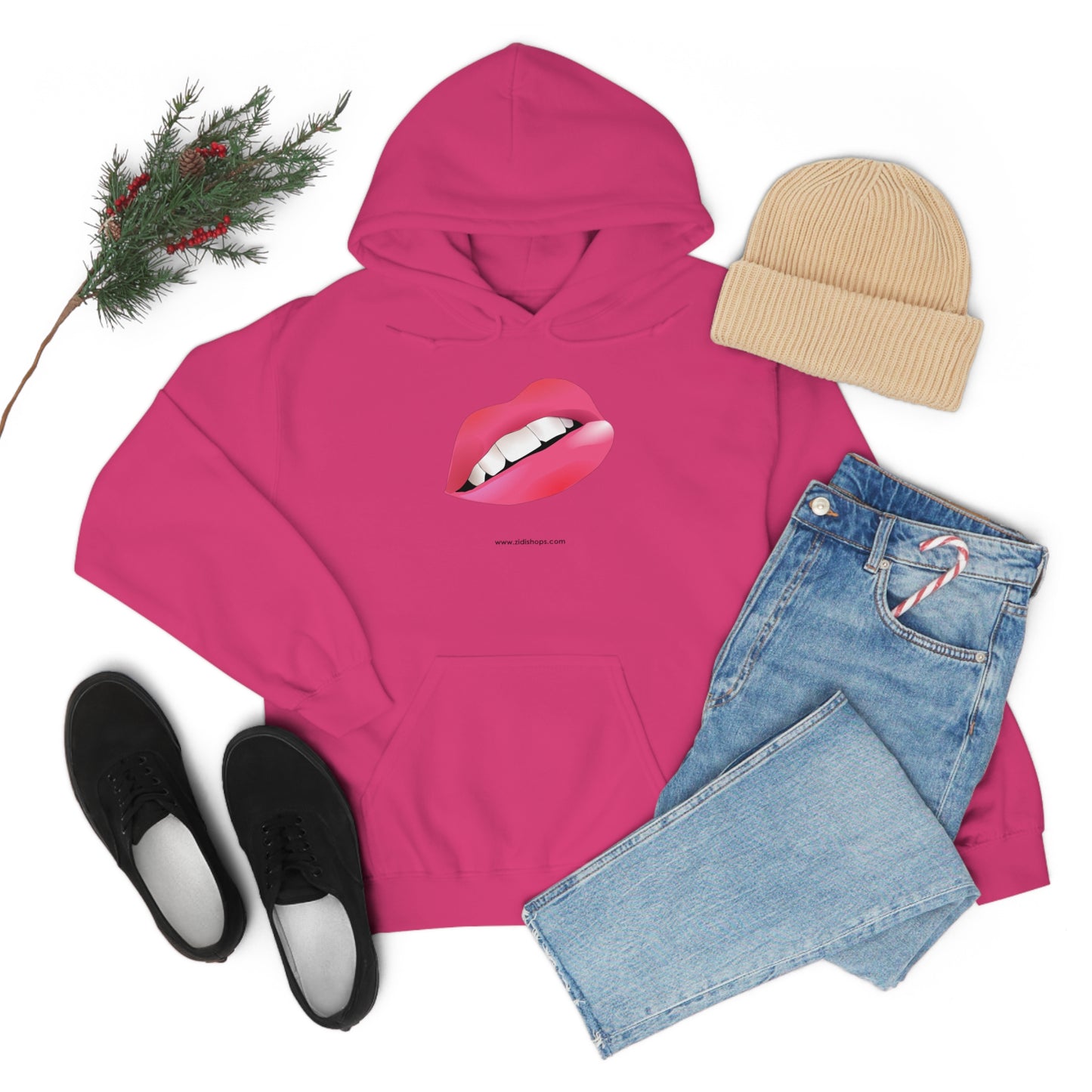LIPS, Unisex Heavy Blend™ Hooded Sweatshirt, thick blend of cotton and polyester, soft feel alongside warmth.