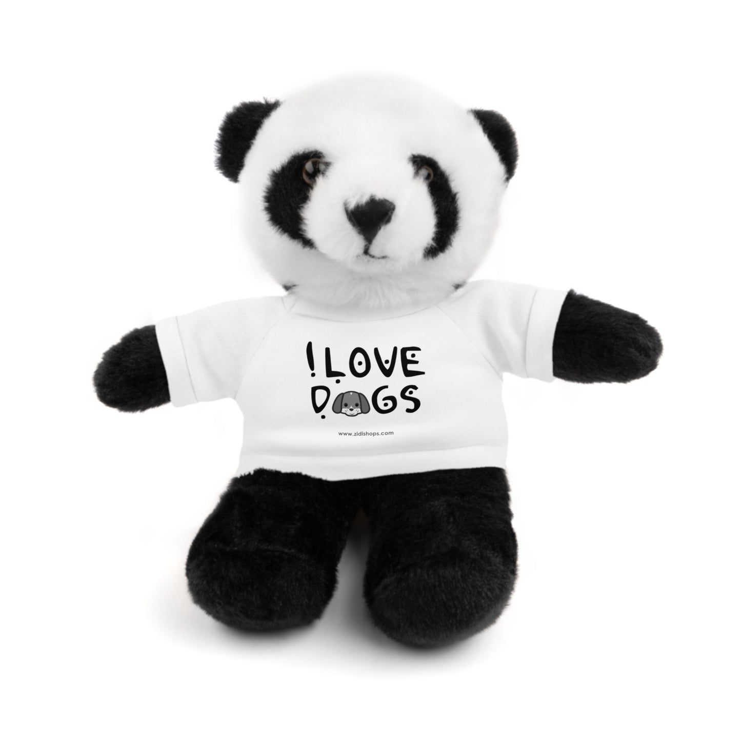 Stuffed Animals with Tee, I love Dogs, Available animals: Panda, Lion, Bear, Bunny, Jaguar, and Sheep