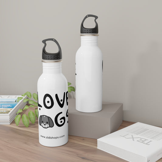 Stainless Steel Water Bottle, I love Dogs, Each bottle is 20oz in size and features a wide neck for effortless sipping