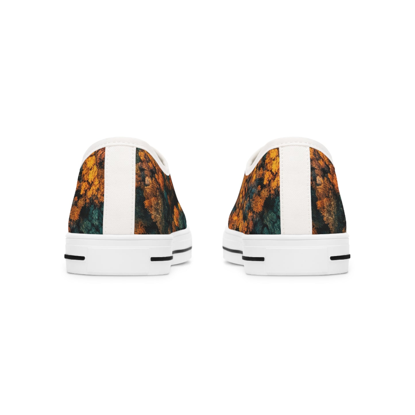 Women's Low Top Sneakers, forest design, EVA shock-absorbing layer, Full wraparound print, Black or white decoration