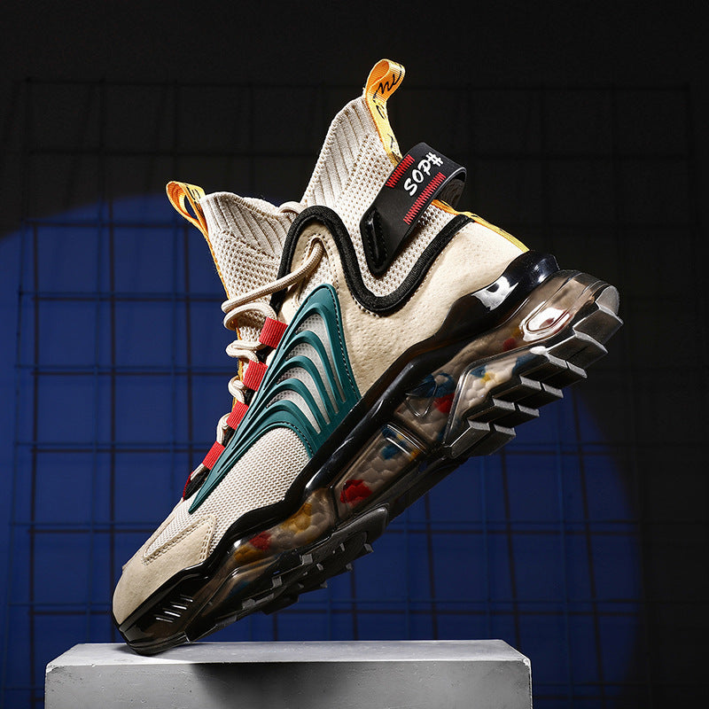 Men's Shoes High Top Shoes Thick Soled Breathable Casual Shoes, Sneakers