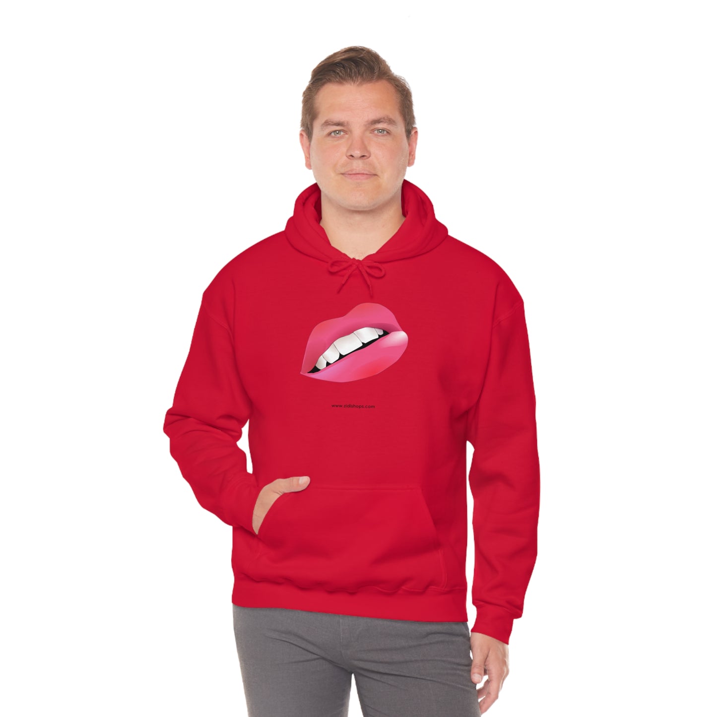 LIPS, Unisex Heavy Blend™ Hooded Sweatshirt, thick blend of cotton and polyester, soft feel alongside warmth.