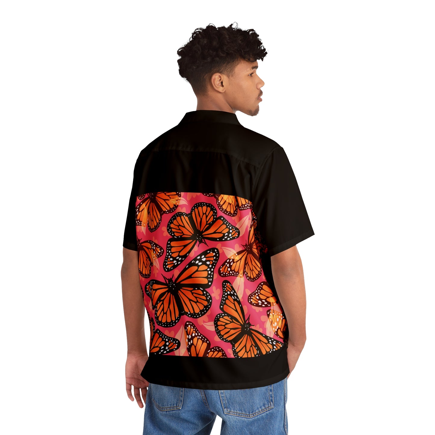 Men's Hawaiian Shirt (AOP), perfect for any laidback scenario, with a handy chest pocket, Butterfly, casual