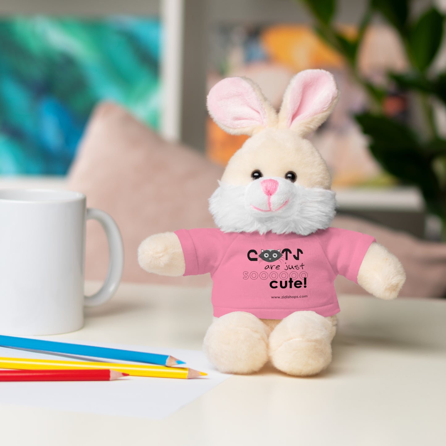 Stuffed Animals with Tee, Cats are just so cute, Available animals: Panda, Lion, Bear, Bunny, Jaguar, and Sheep