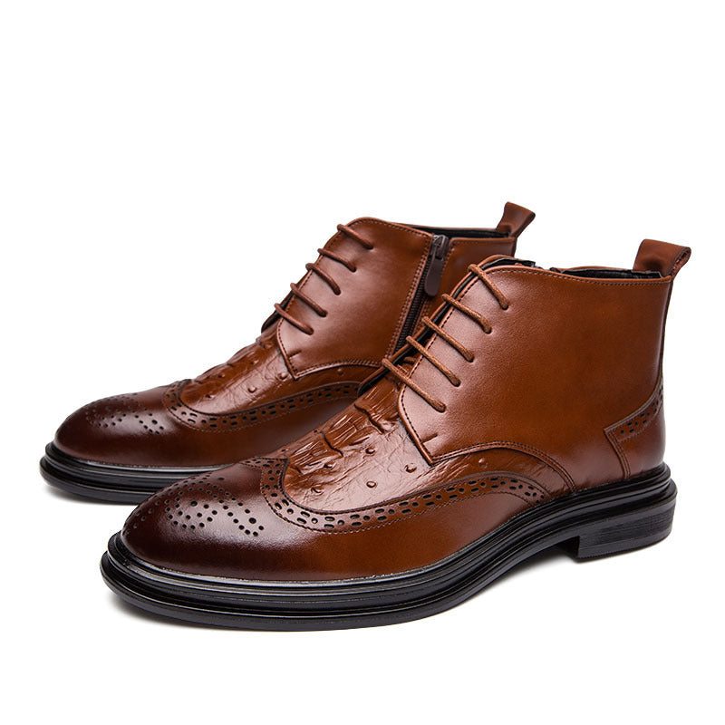 Men's High Top Casual Leather Shoes, boot type