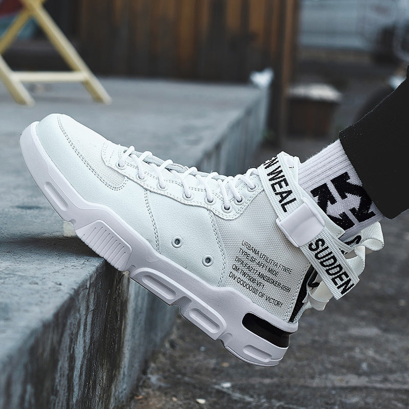 Fashionable high-top canvas sneakers, designed to make a statement, shoes, mesh with leather