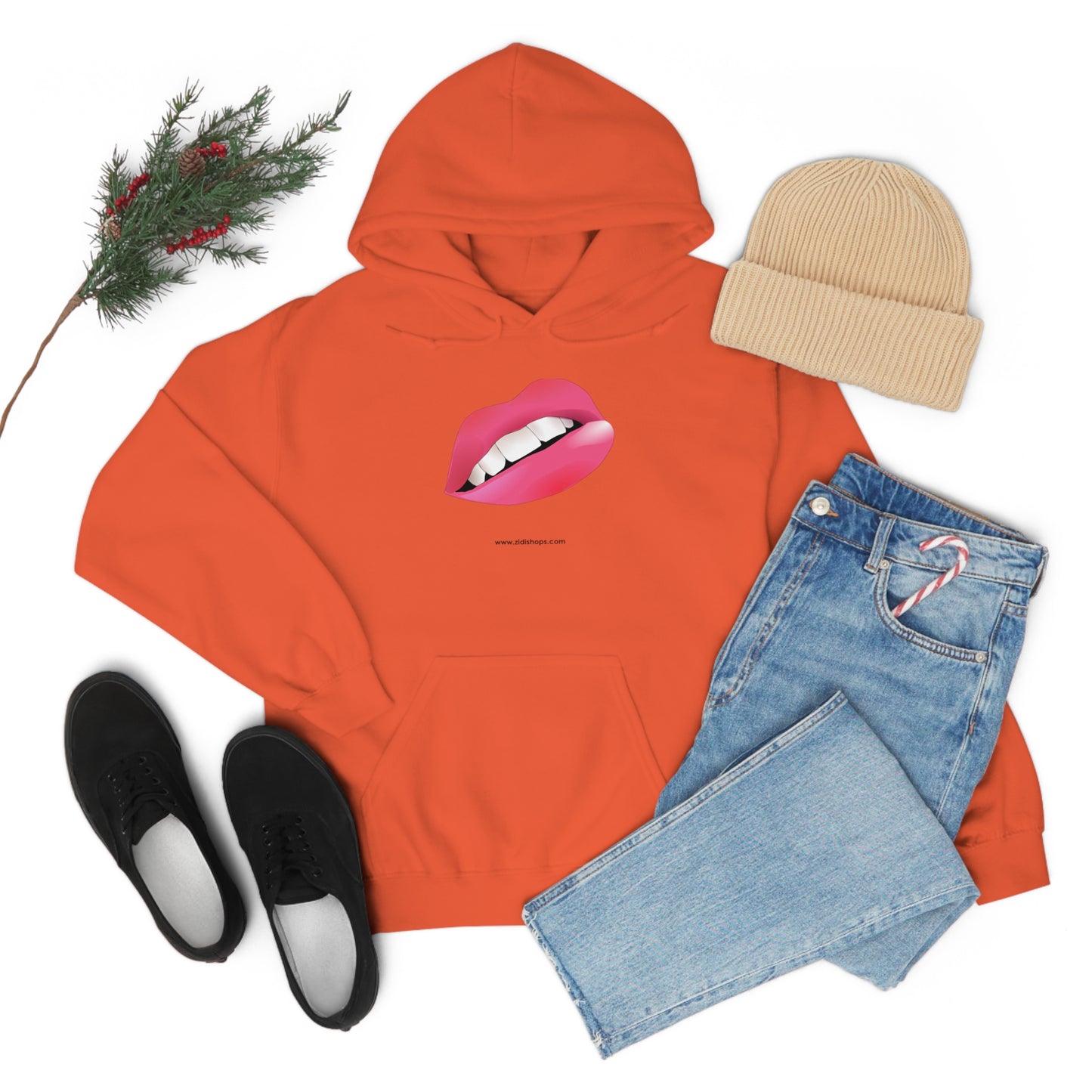 LIPS, Unisex Heavy Blend™ Hooded Sweatshirt, thick blend of cotton and polyester, soft feel alongside warmth.