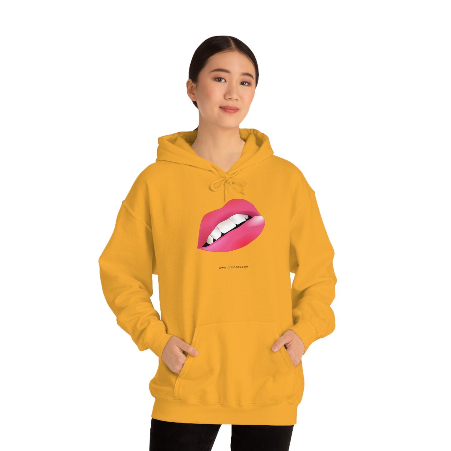 LIPS, Unisex Heavy Blend™ Hooded Sweatshirt, thick blend of cotton and polyester, soft feel alongside warmth.