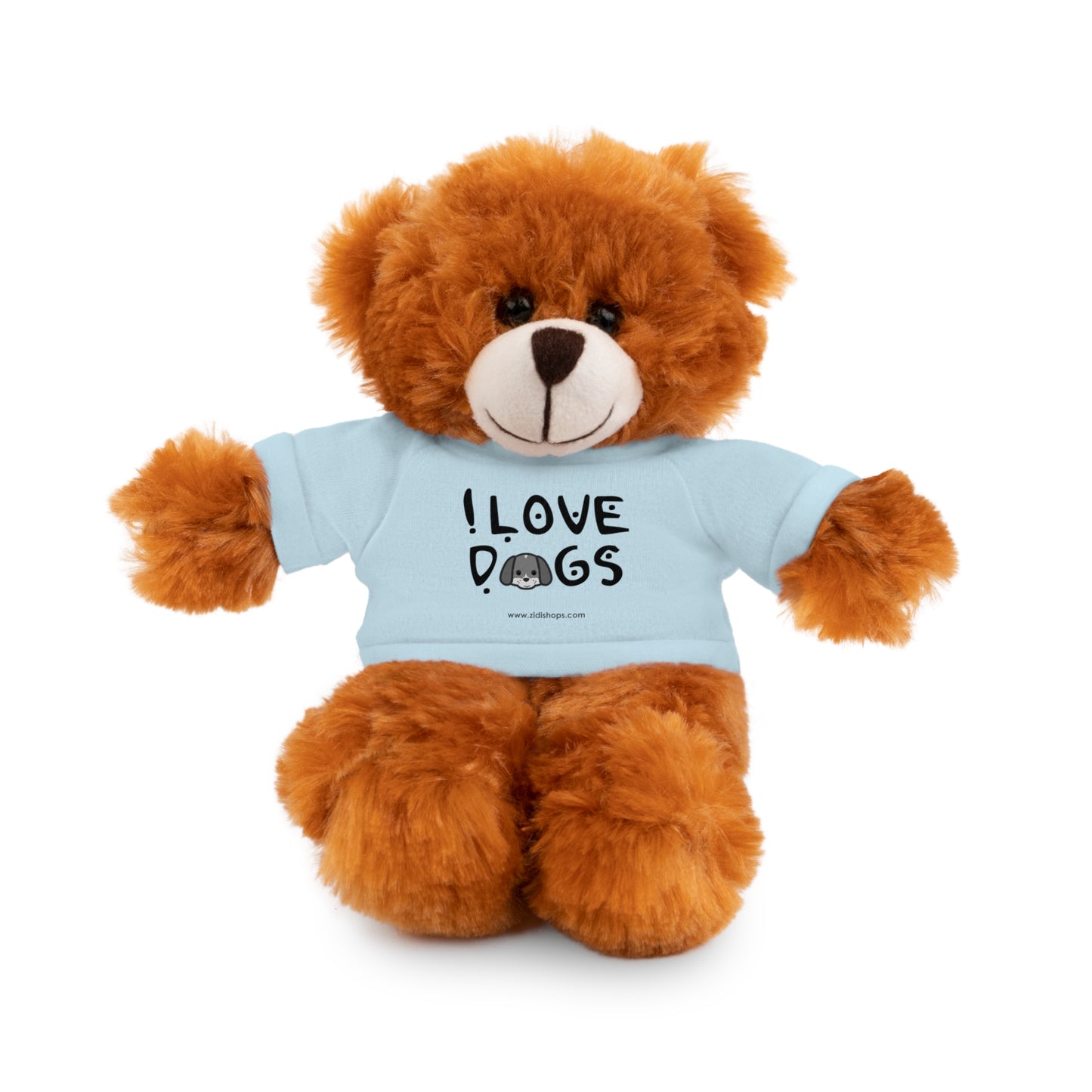 Stuffed Animals with Tee, I love Dogs, Available animals: Panda, Lion, Bear, Bunny, Jaguar, and Sheep
