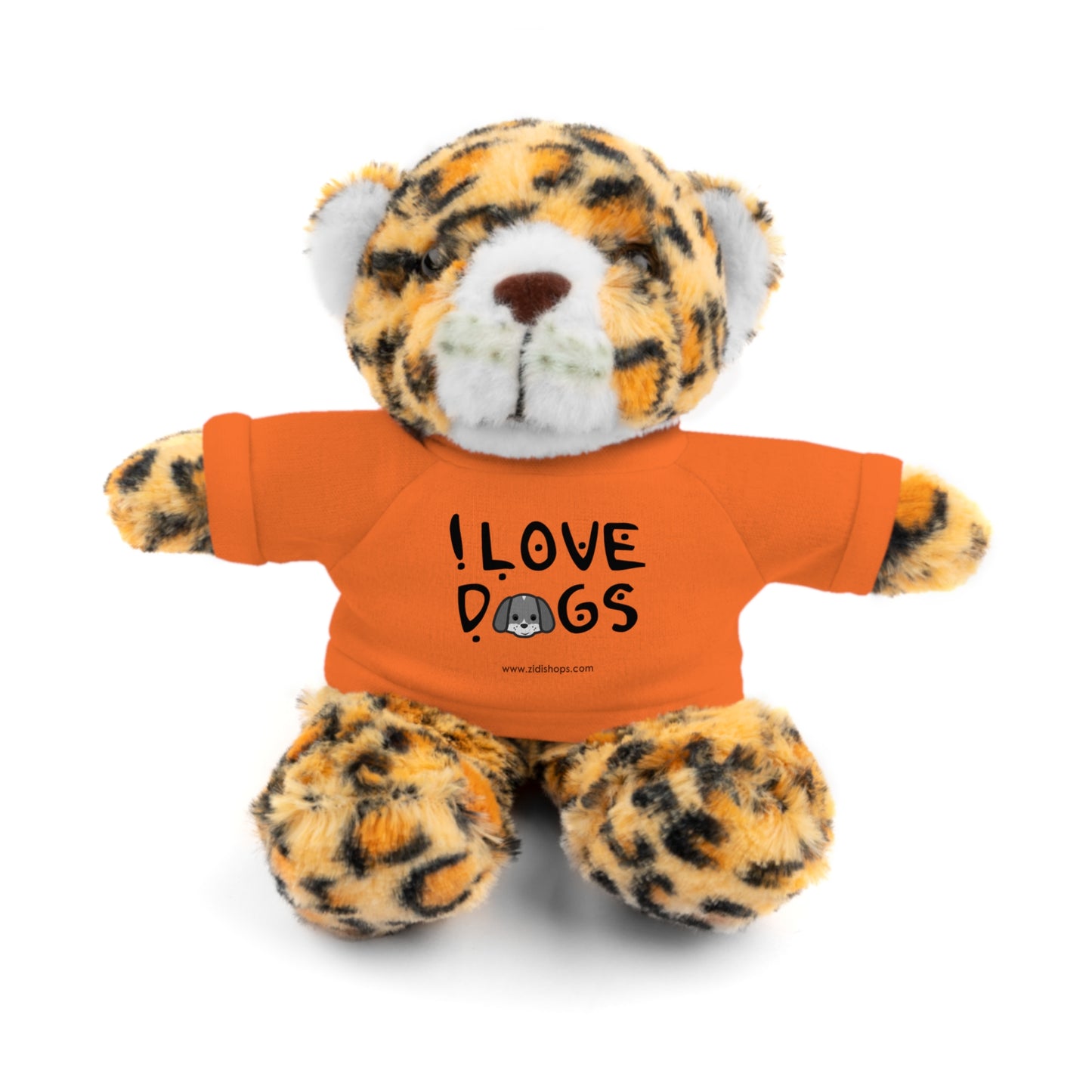 Stuffed Animals with Tee, I love Dogs, Available animals: Panda, Lion, Bear, Bunny, Jaguar, and Sheep