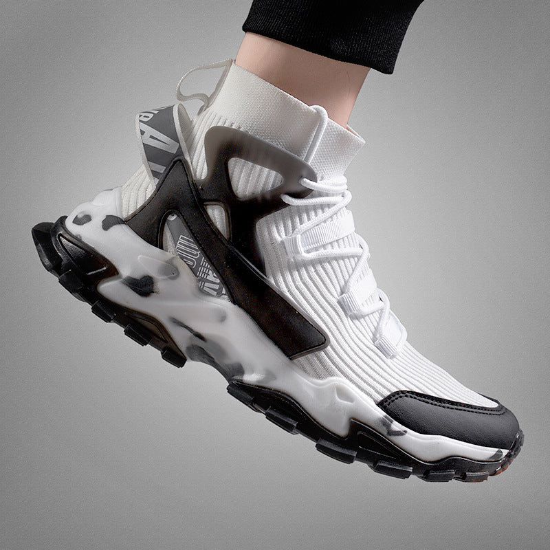 New fashion unisex high-top sneaker shoes autumn and winter breathable flying mesh daddy shoes