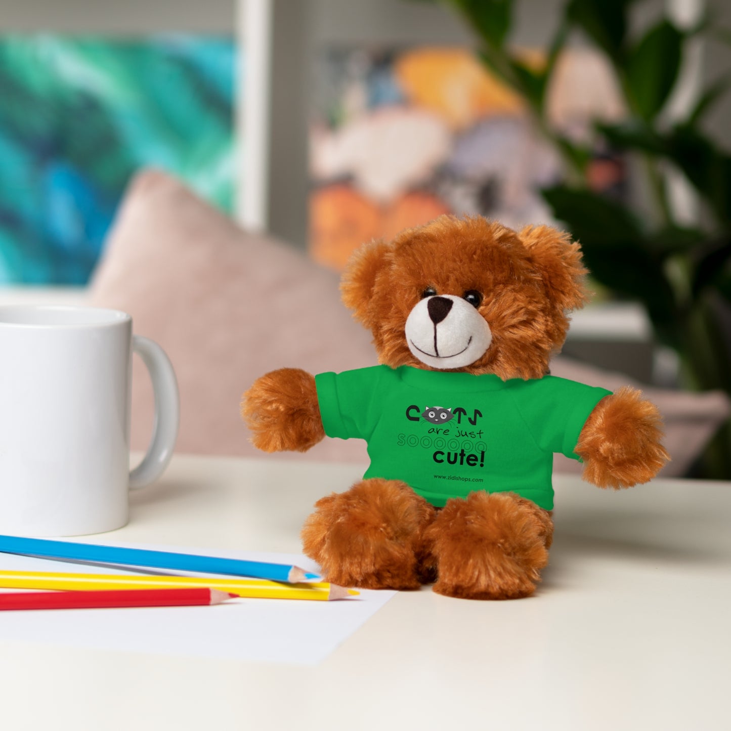 Stuffed Animals with Tee, Cats are just so cute, Available animals: Panda, Lion, Bear, Bunny, Jaguar, and Sheep