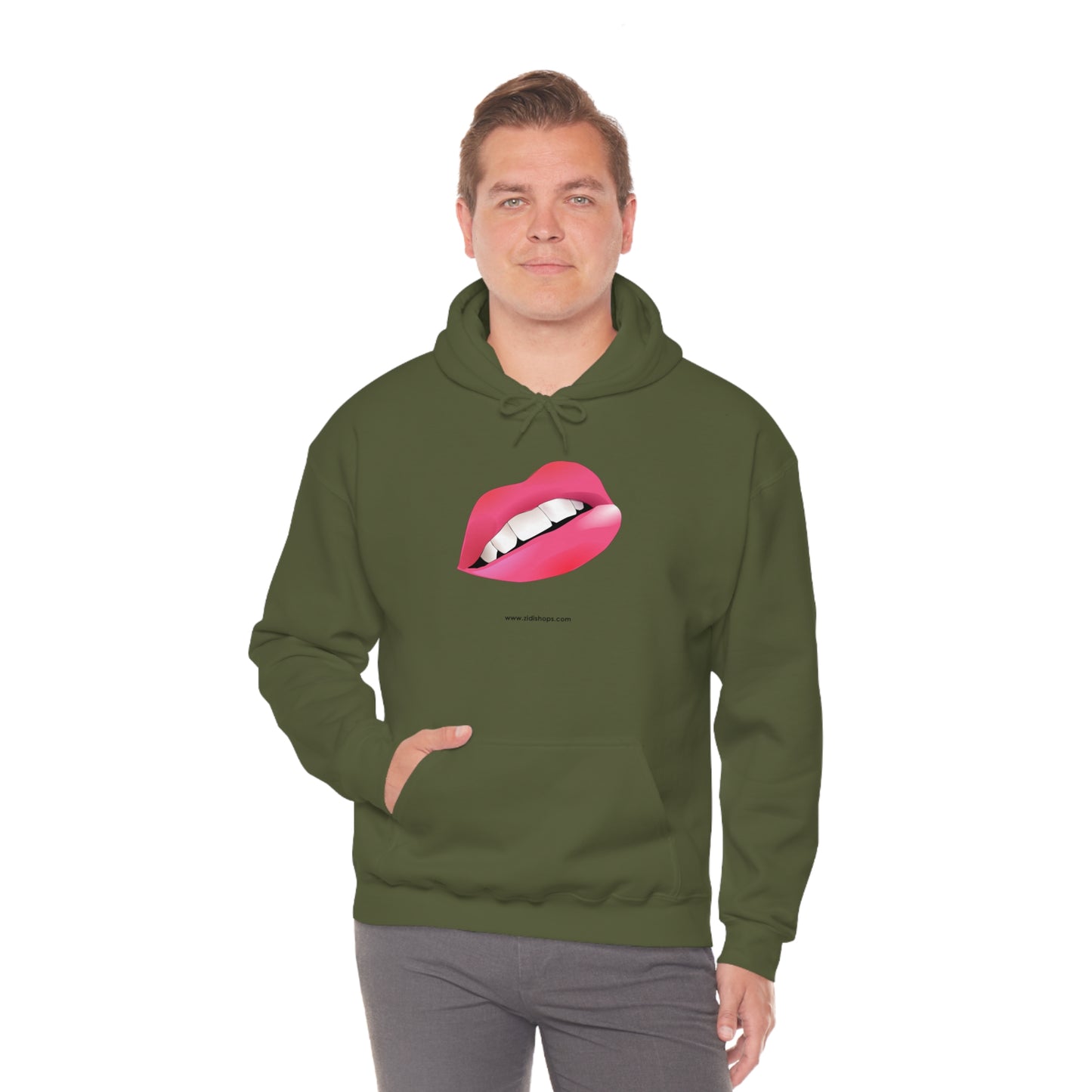 LIPS, Unisex Heavy Blend™ Hooded Sweatshirt, thick blend of cotton and polyester, soft feel alongside warmth.
