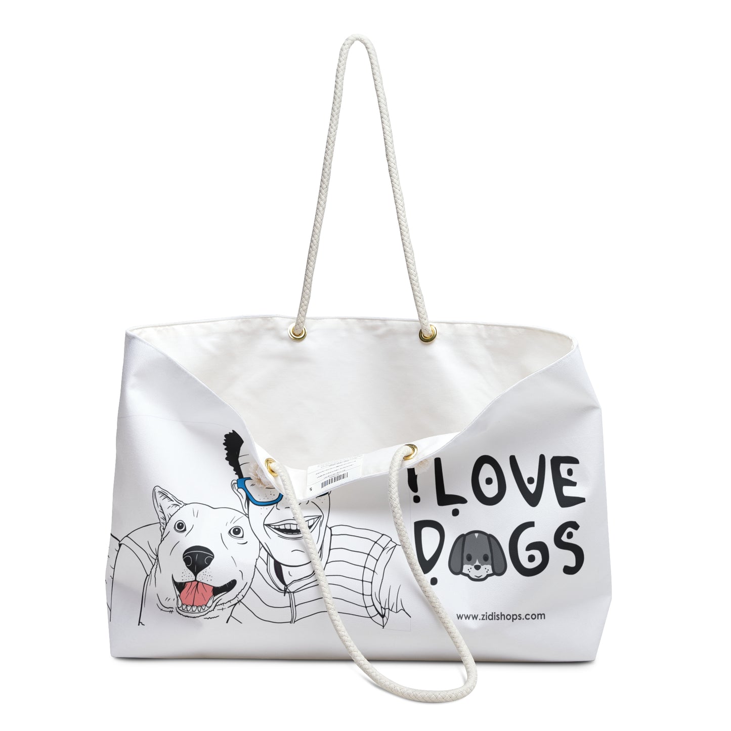 Weekender Tote BAG, I love my dog, Bag, perfect for your weekend at the beach or in town