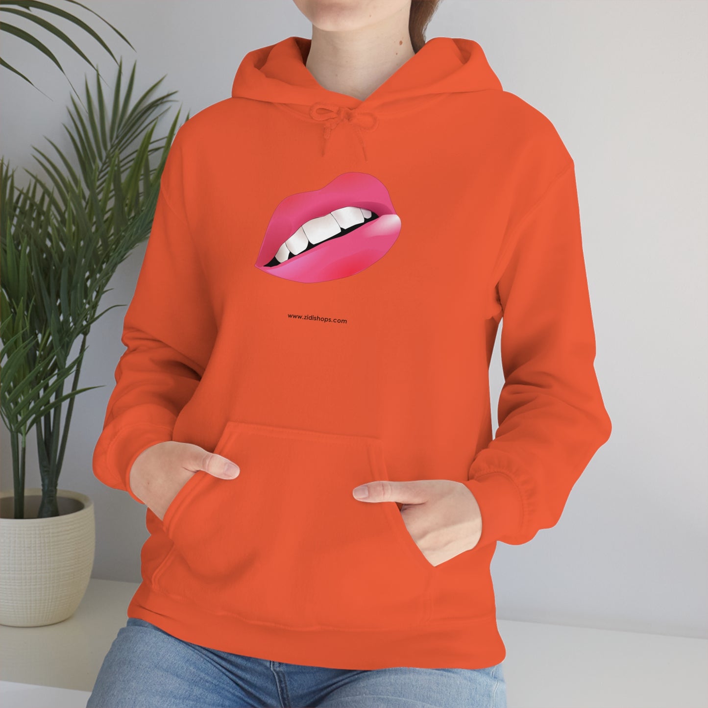LIPS, Unisex Heavy Blend™ Hooded Sweatshirt, thick blend of cotton and polyester, soft feel alongside warmth.