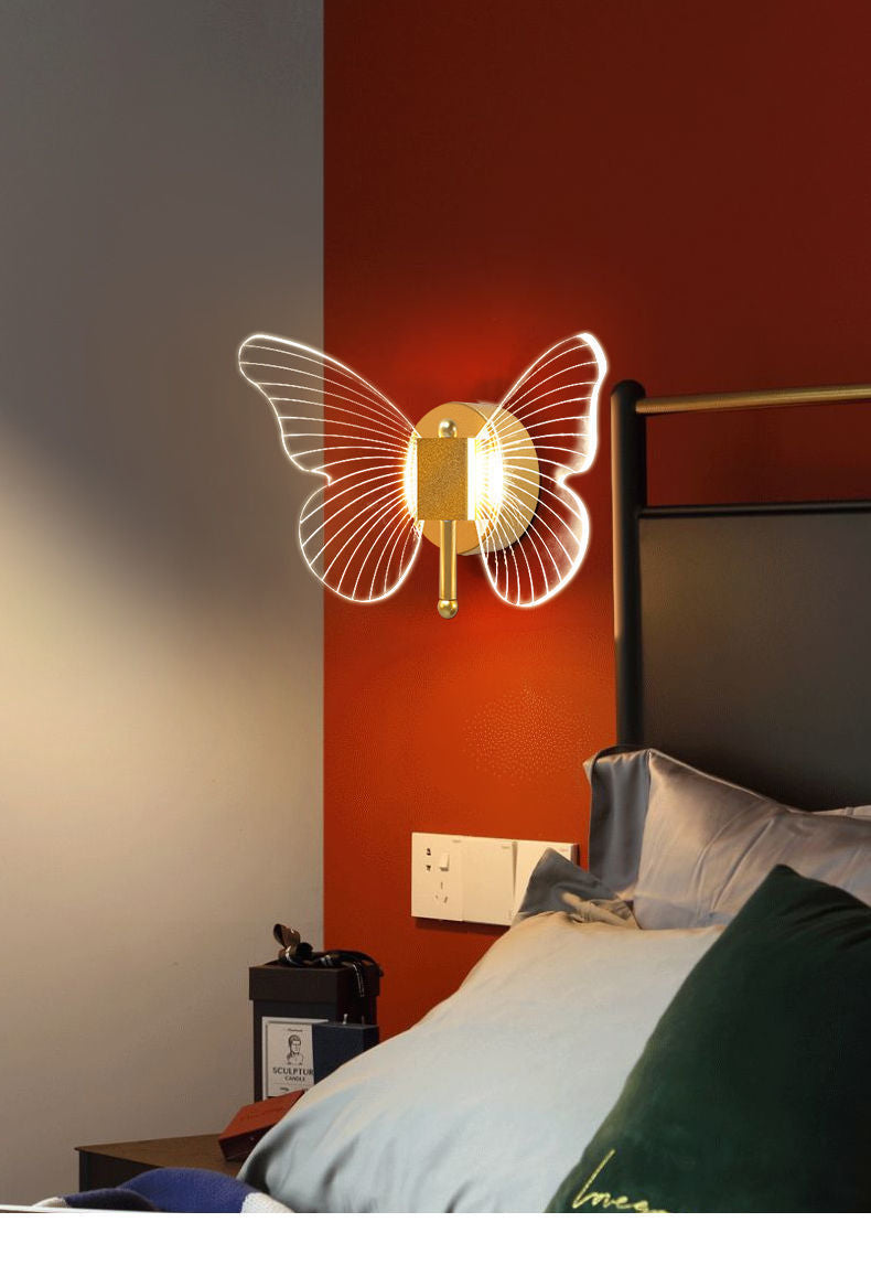 Premium Butterfly Wall Lamp Light Luxury Bedside Warm Decoration Lighting